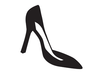 High-heeled shoe, black silhouette PNG illustration, icon, sign, symbol, sticker, infographic, pictogram, pictograph. Fashion graphic design element, clip art.  - obrazy, fototapety, plakaty