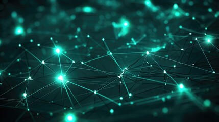 Communication networks in the world of technology There is a spark of blue light marking the connecting line.