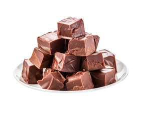 A Plate of Chocolate Fudge Isolated on a Transparent Background