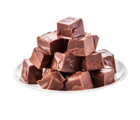 A Plate of Chocolate Fudge Isolated on a Transparent Background