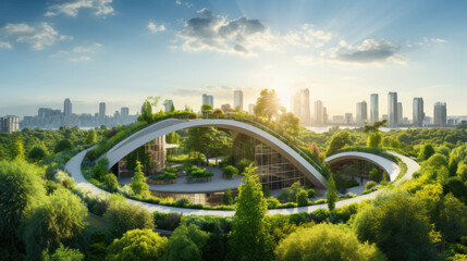 ultra modern architect villa lots of green plants. ECO friendly living - obrazy, fototapety, plakaty