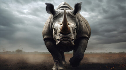 絶滅危惧種　クロサイ｜Black rhino Endangered species Generative AI - obrazy, fototapety, plakaty