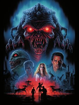 Sci-fi Horror Movie Poster with Evil Monsters