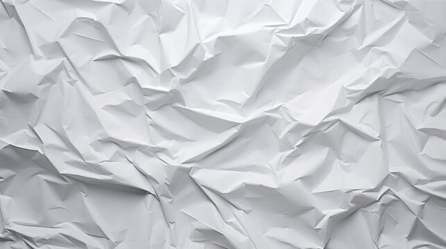 Crumpled white paper texture isolated background. AI generated image