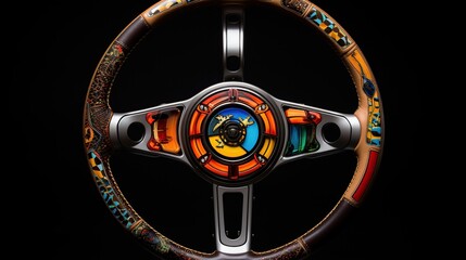 futuristic steering wheel car with panel control isolated background. AI generated