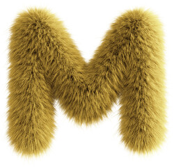 Yellow 3D Fluffy Letter M