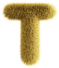 Yellow 3D Fluffy Letter T