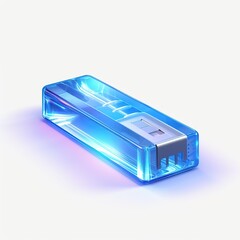 Transparent flash disk for storing files with a white background. AI generated image