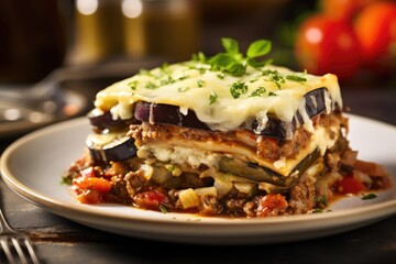 Treat yourself to a hearty vegetarian moussaka, where layers of tender roasted eggplant, creamy b chamel sauce, and a flavorful tomato rag come together to create a mouthwatering symphony