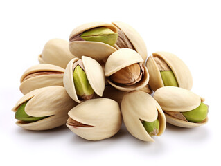 Pistachio nuts isolated on white background.