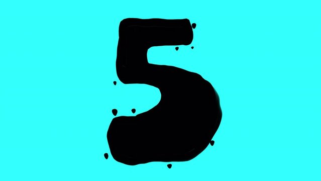 Counting down ink doodle numbers on a blue screen. Beginning of the video from 1 to 10. The concept of an introductory intro to create an atmosphere of anticipation. Stock video countdown in 4K.