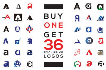 Set of letter logo design template elements collection of vector letter A logo - 653498342