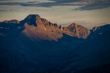 Shadows Creep Up The Side of Longs Peak In The Evening