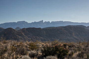 Fototapeta na wymiar Sierra Del Carmen Rises Over The Lower Mountains In Big Bend