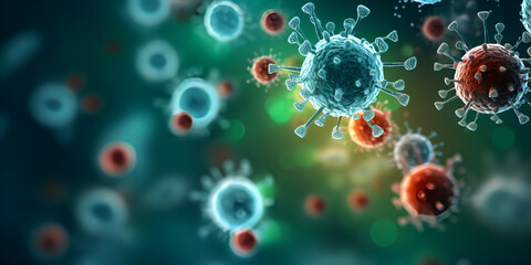 Dangerous Virus bacteria's Realistic coronavirus background. AI Generative