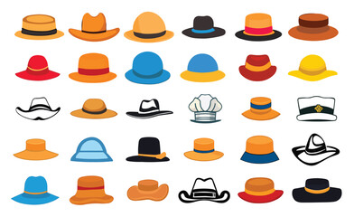 Collection classic hat logo sheriff head wear set vector design