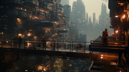 Fototapeta na wymiar cyberpunk megalopolis in cinematic style