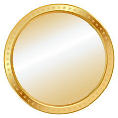 Golden premium glossy badge isolated 3D realistic illustration.