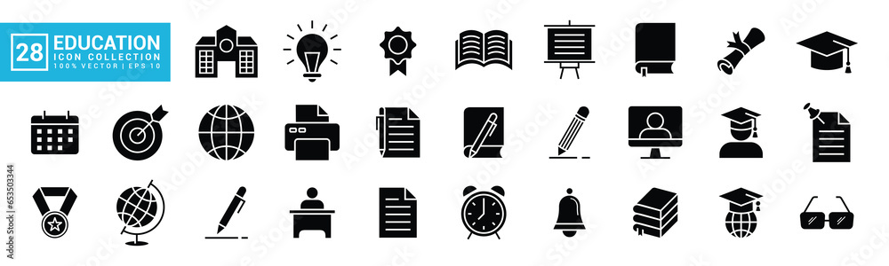 Canvas Prints Vector set of icons of education, graduation, ranking, teaching, school equipment, editable and resizable vector icons EPS 10