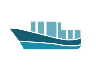 Fototapeta na wymiar Cargo Big container ship logo tourist PNG design illustration on a white background