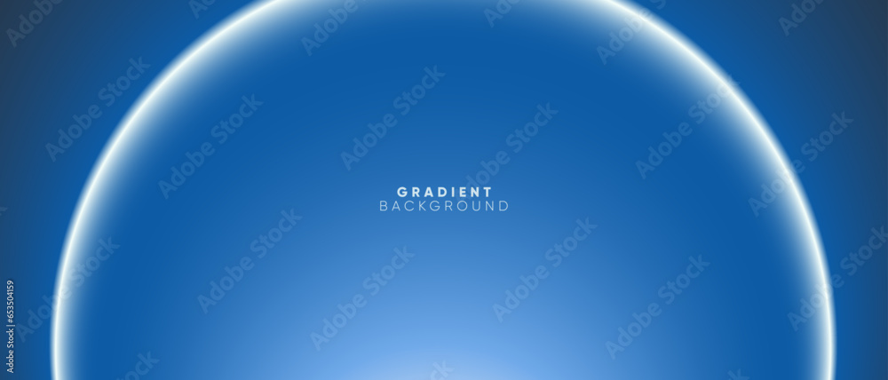 Wall mural dark sky blue abstract gradient circle banner template. horizontal presentation template with glow a