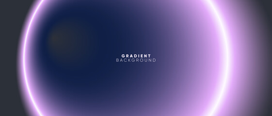 Purple Gradient Circle Background. Neon Galaxy Space with Abstract Eclipse or Black Hole. Modern Futuristic Layout for Landing, Web, and Banner Design. Trendy Cosmic Vector Illustration Concept.