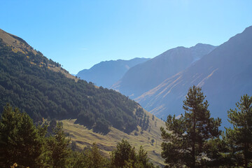 Beautiful sunny November at the foot of Elbrus