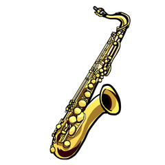 Obraz premium Simple and realistic saxophone illustration