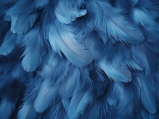 Obraz premium Macro of Blue Feathers Texture as Background. Swan Feather. Dark Blue Feather Vintage Backdrop | Generative AI