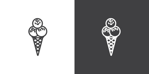 Ice cream waffle cone icon isolated. Modern sweet desert sign. Trendy vector ice cream symbol for web site design, button to mobile app. Logo ice cream illustration. Junk food icon, Linear icon.