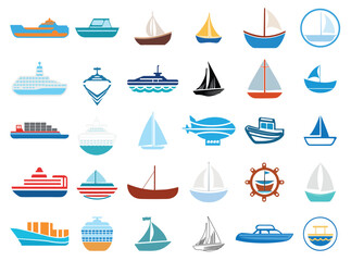 Collection boat, ship, and cruise cargo logo tourist vector PNG design illustration