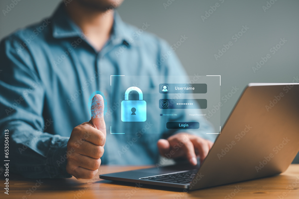 Poster user authentication system with biometric identification fingerprint username and password, cybersec