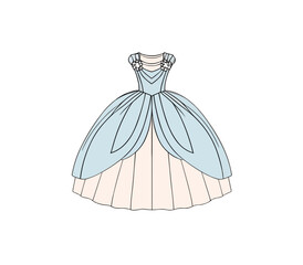 Princess  Dress illustration vector cartoon PNG image