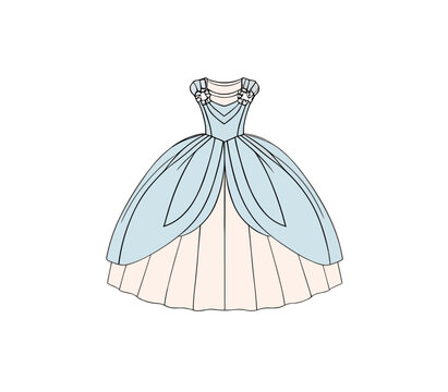 Princess  Dress illustration vector cartoon PNG image