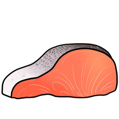 Simple and realistic salmon fillet illustration design