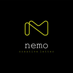 Line Monogram Letter NM or MN for Initial Logo