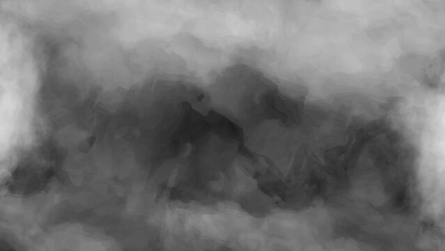 Slow-motion video with cloud of white fog or smoke set against dark backdrop with space for text or visuals. Cold mist cloud bathed in soft lighting, icy smoke formation. Animation with alpha channel