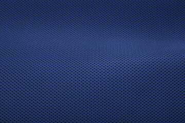 Rough navy blue fabric texture, cotton knitted fabric, modern waterproof flexible temperature control materials, multifunctional smart textile close-up, selective focus, does not tear