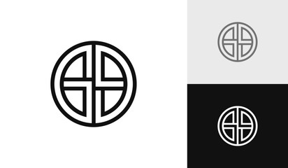 Circle letter GG initial monogram logo design
