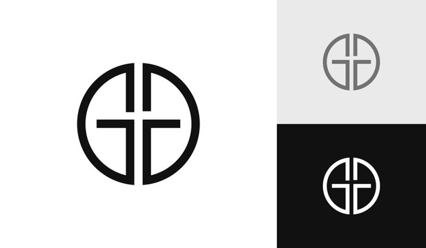 Circle letter GT initial monogram logo design