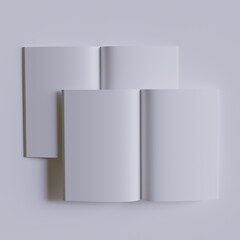 A4 Magazine white color and realistic texture rendering 3D