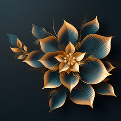 Abstract background with hand drawn golden flower