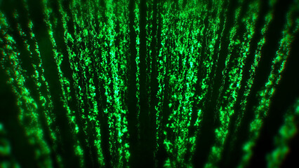 Abstract Vertical Perspective Green Shiny Blurry Focus Turbulence Flowing Wavy Glitter Sparkle Water Ripples Particles Background