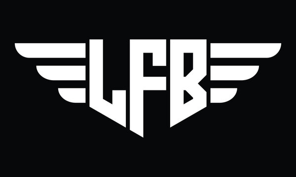 LFB three letter logo, creative wings shape logo design vector template. letter mark, word mark, monogram symbol on black & white.
