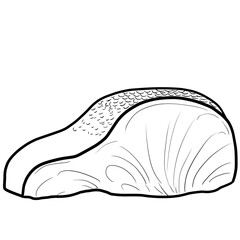 Simple and realistic line drawing of salmon fillet