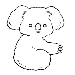 Simple and realistic line drawing of a koala