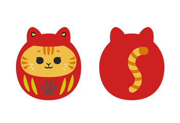 茶トラネコの達磨のイラスト
