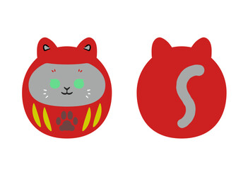 グレーネコの達磨のイラスト
