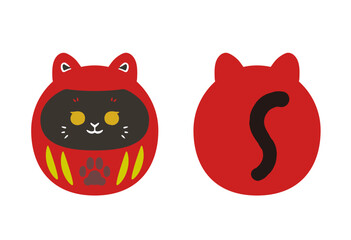 黒ネコの達磨のイラスト
