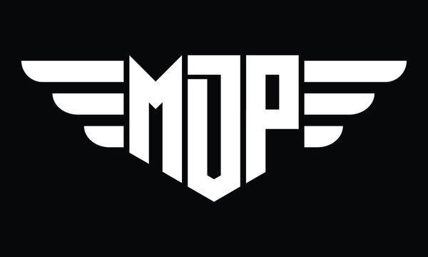 MDP three letter logo, creative wings shape logo design vector template. letter mark, word mark, monogram symbol on black & white.